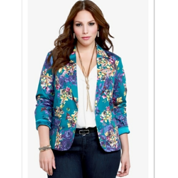 torrid Jackets & Blazers - Torrid blue 2 button floral print blazer